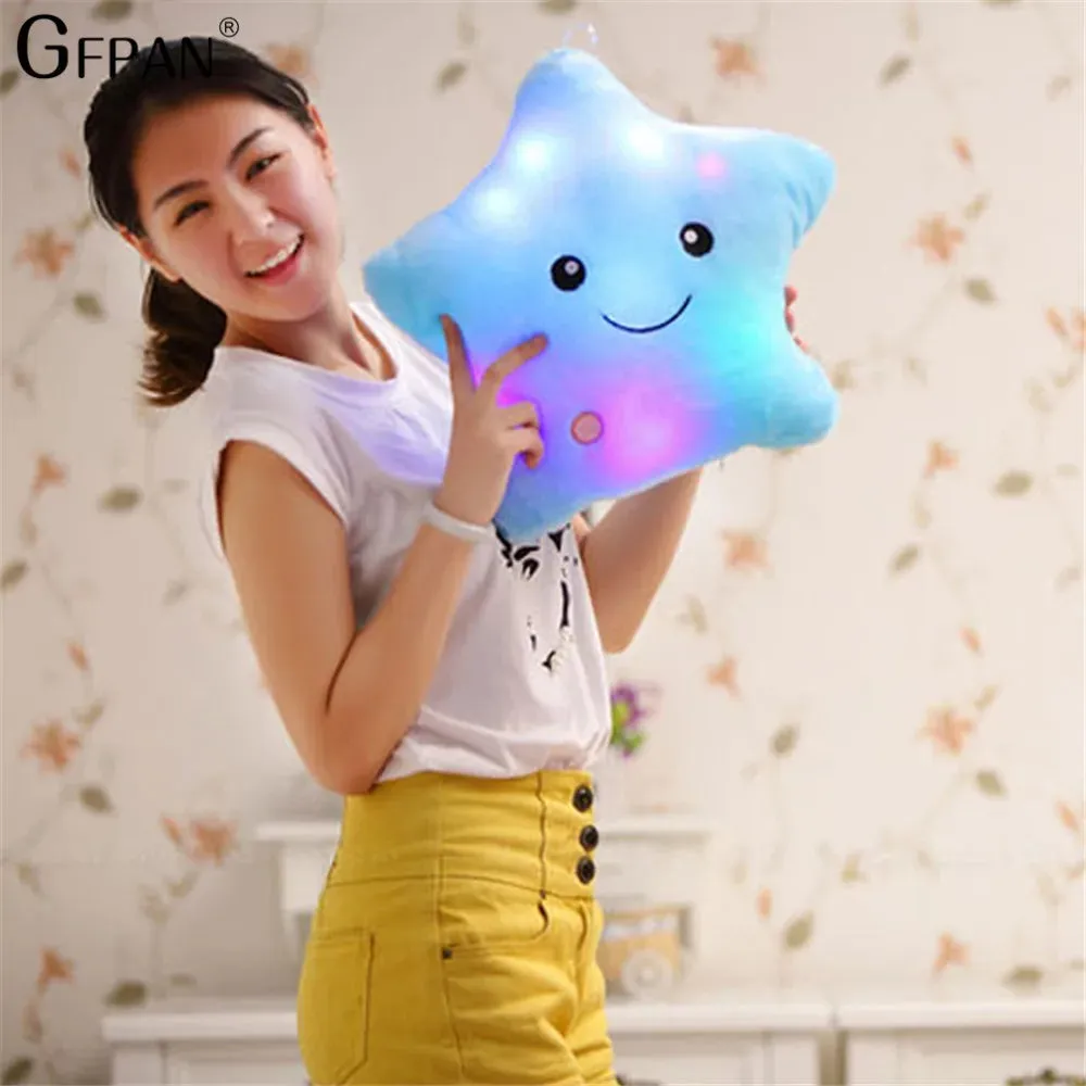 1pc 40*35 Star Pillow Luminous Pillow,Led Light Pillow,Plush Pillow, Hot Colorful Stars,Kids Toys,Birthday Gifts,Christmas Toys