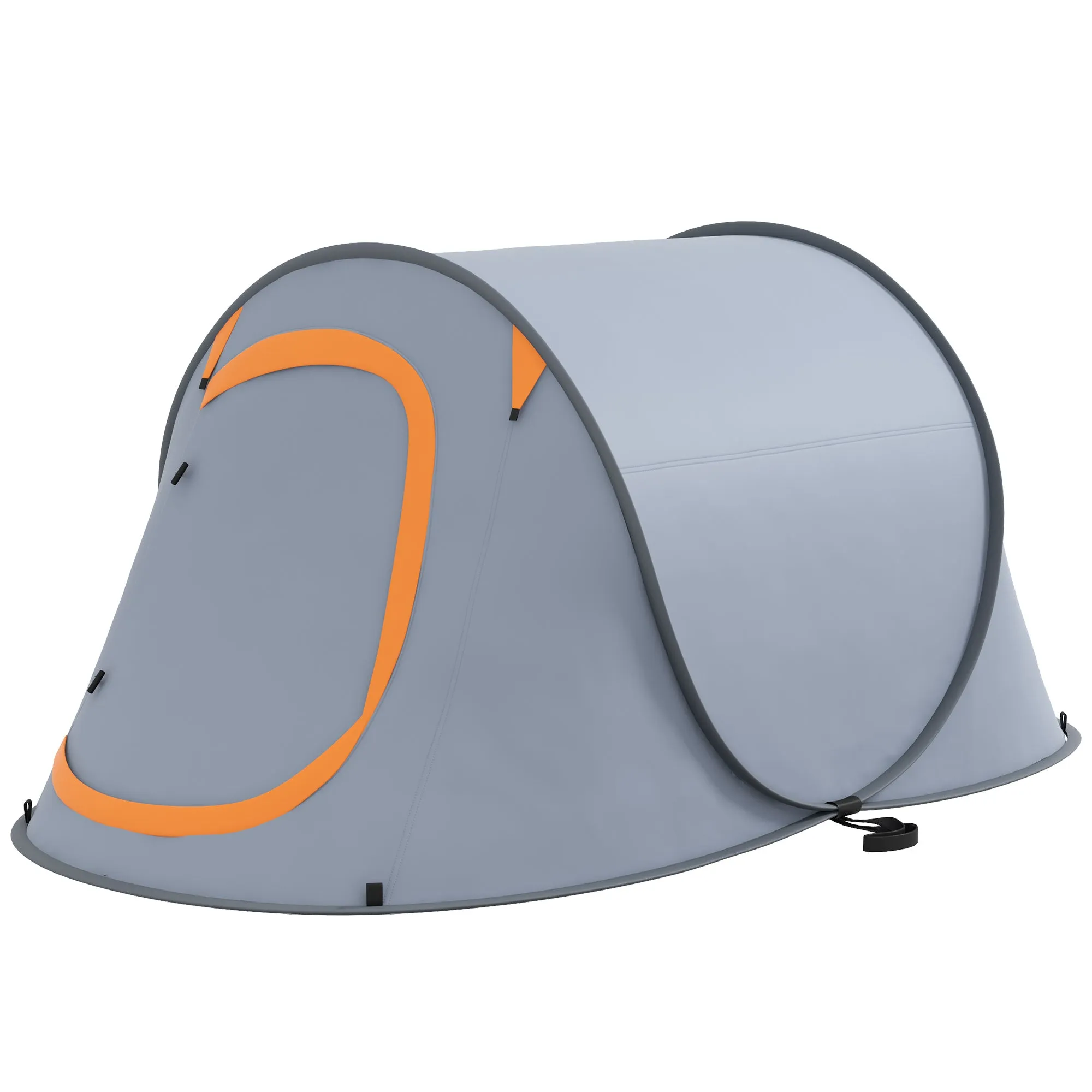 2 Man Pop up Camping Tent, 2000mm Waterproof with Carry Bag for Fishing Hiking Backpacking, Grey and Orange