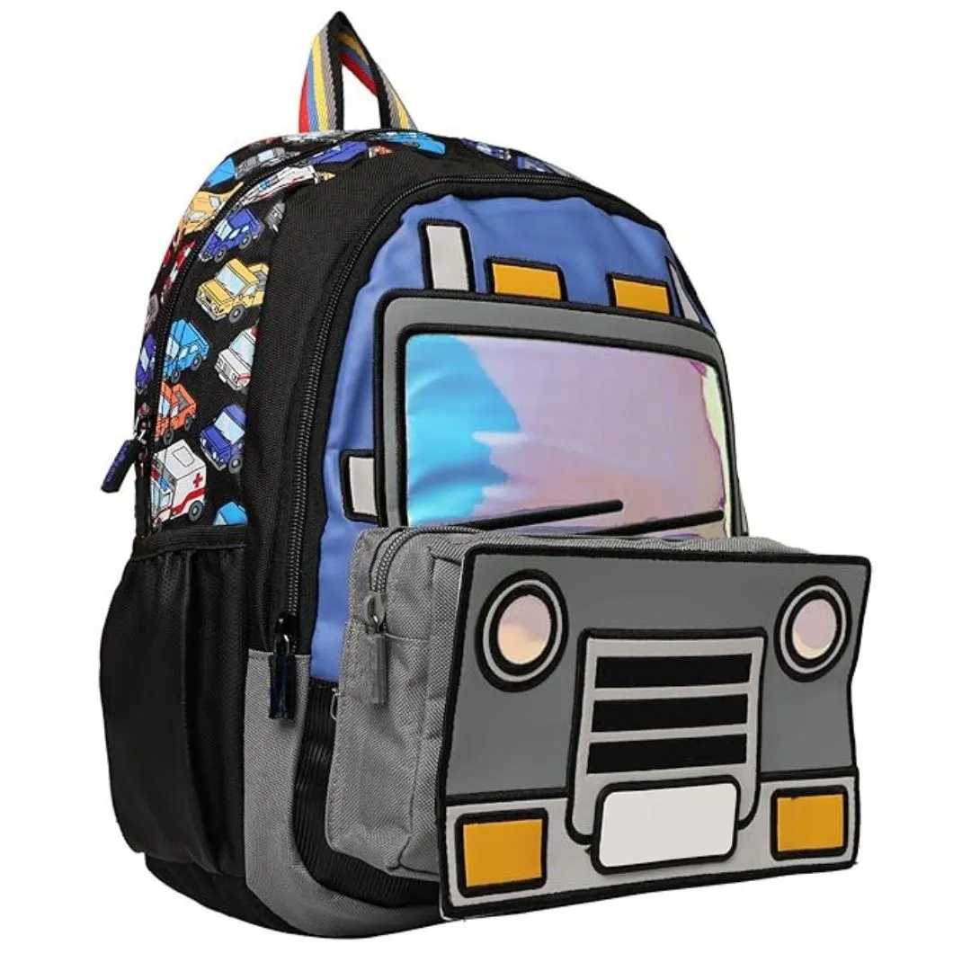 3D Design Backpack with Front Pocket for Kids (Bus)