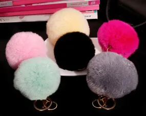 6 Pcs Fluffy Fur Ball Keychain