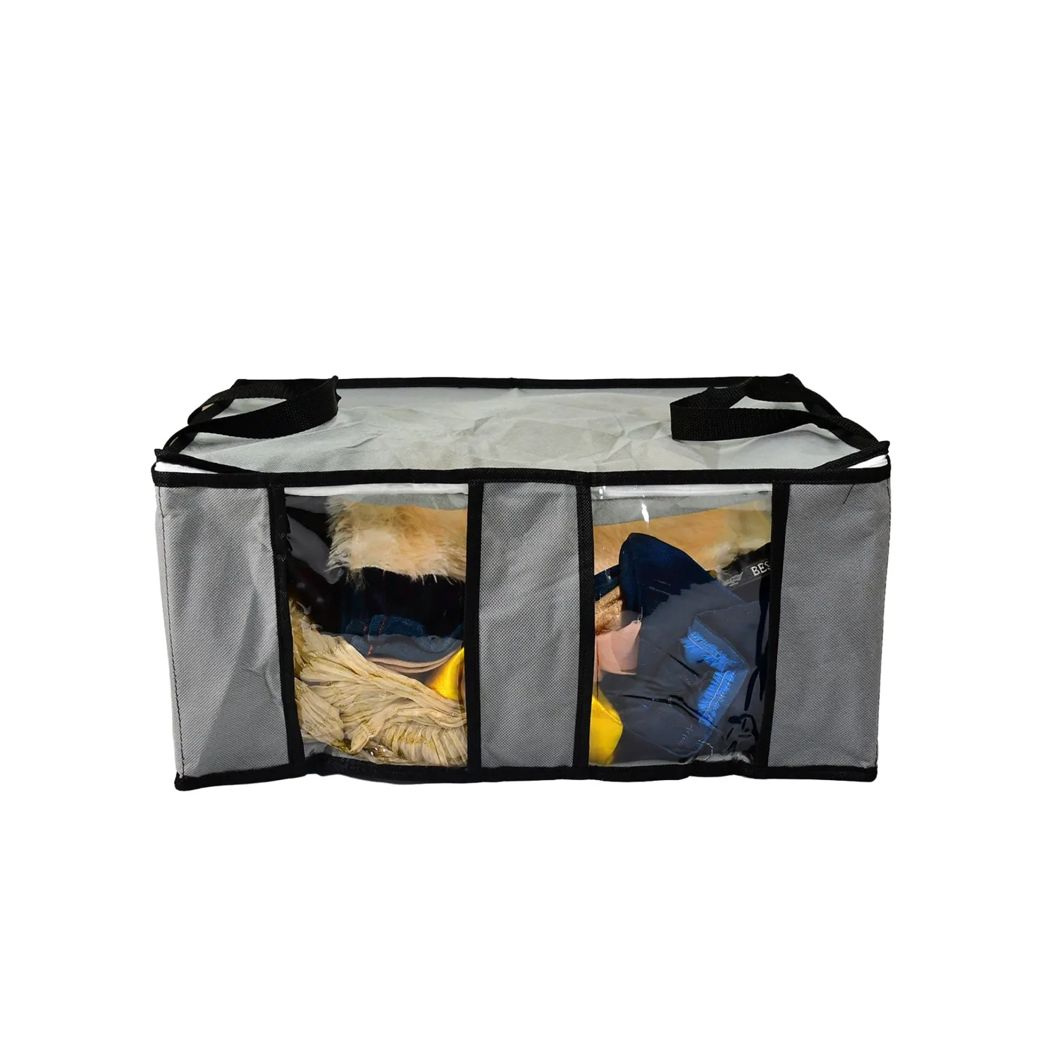 6262 Storage bag with Zipper and Space Saver Comforter bag, Pillow, Quilt, Bedding, Clothes, Blanket Storage Organizer Bag with Large Clear Window and Carry Handles for Closet.