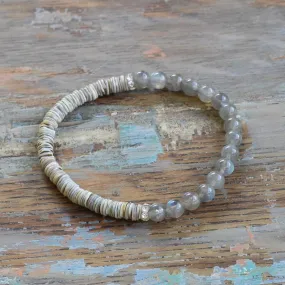 6mm Labradorite and Shell Bracelet