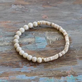 6mm Riverstone & Shell Bracelet