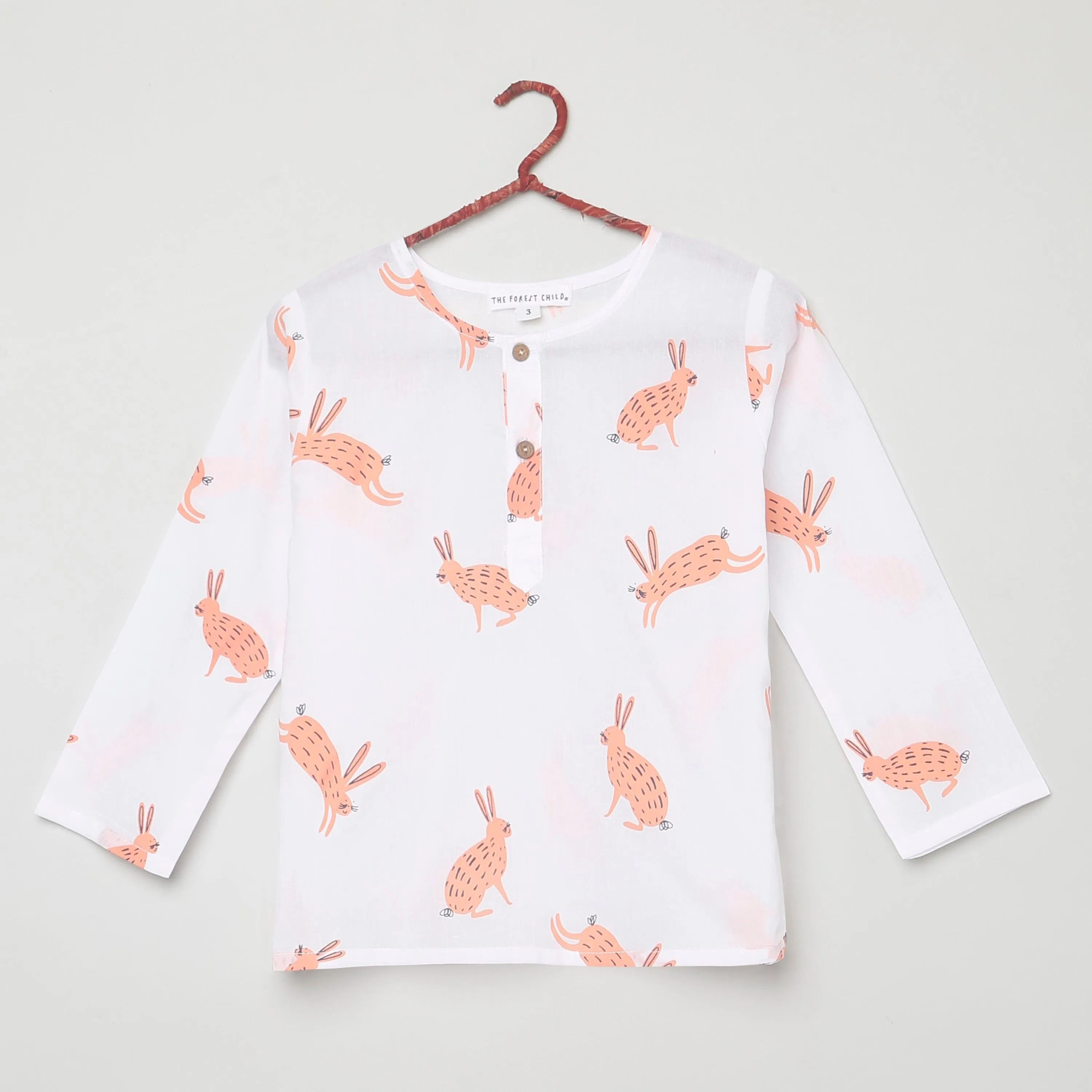 A Down of Hares'- Unisex Kurta Pyjama Set for Kids