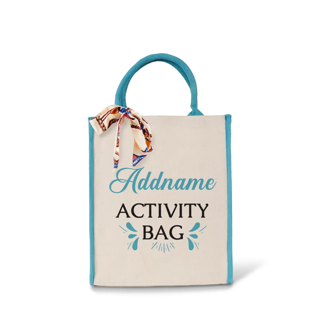 Addname With Statement Series Light Blue Colour Lining Canvas Bag