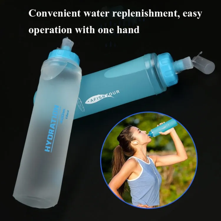 AFISHTOUR TPU Outdoor Sports Soft Water Bag Marathon Water Bottle Folding Water Bag, Capacity: 400ml (Transparent)