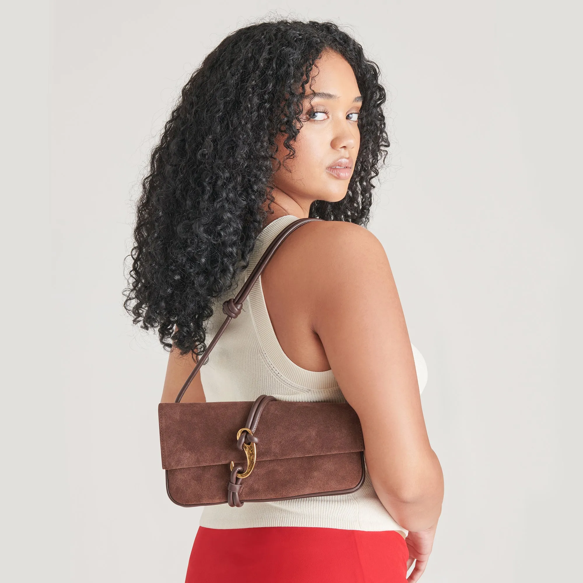 ALICE SHOULDER BAG CHOCOLATE SUEDE