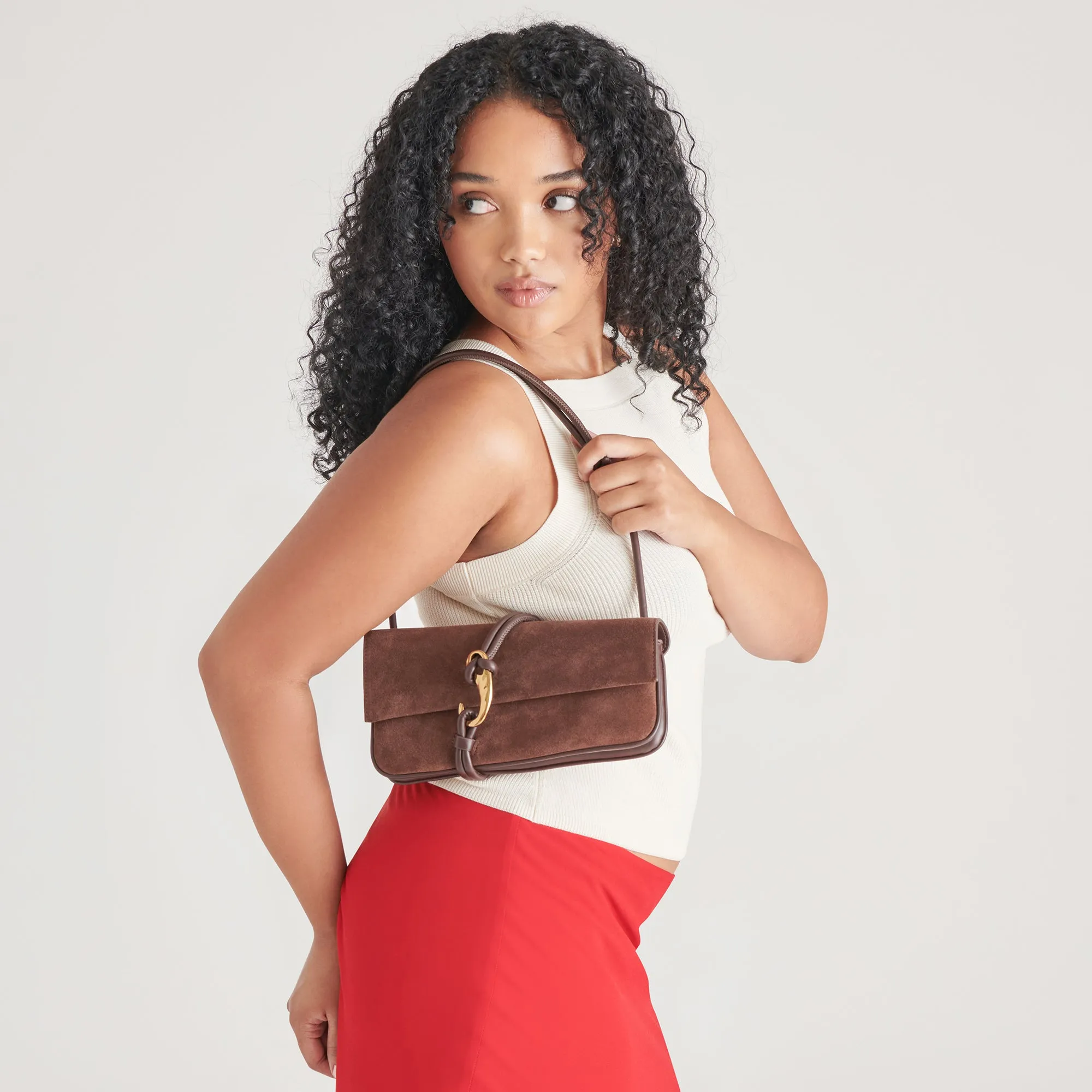 ALICE SHOULDER BAG CHOCOLATE SUEDE