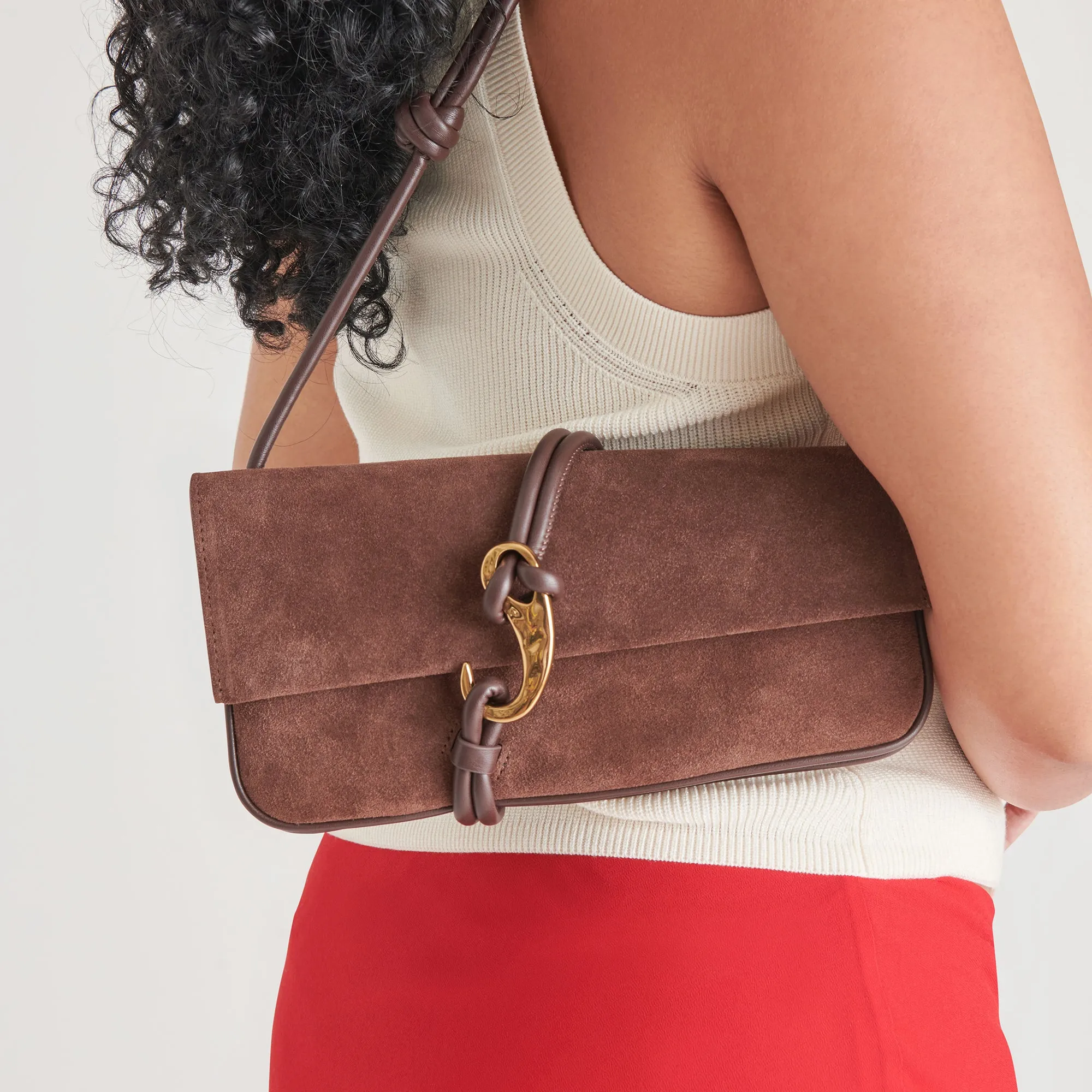 ALICE SHOULDER BAG CHOCOLATE SUEDE