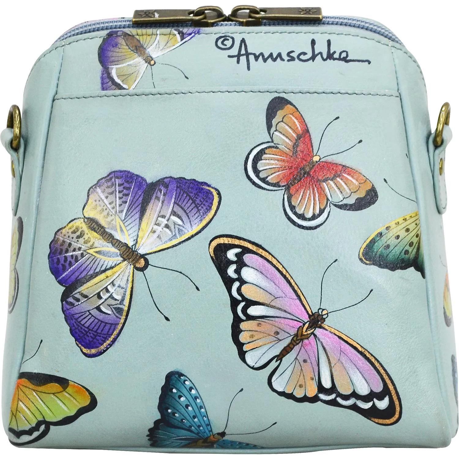 Anuschka Small Zip Around Organizer Butterfly Heaven Leather