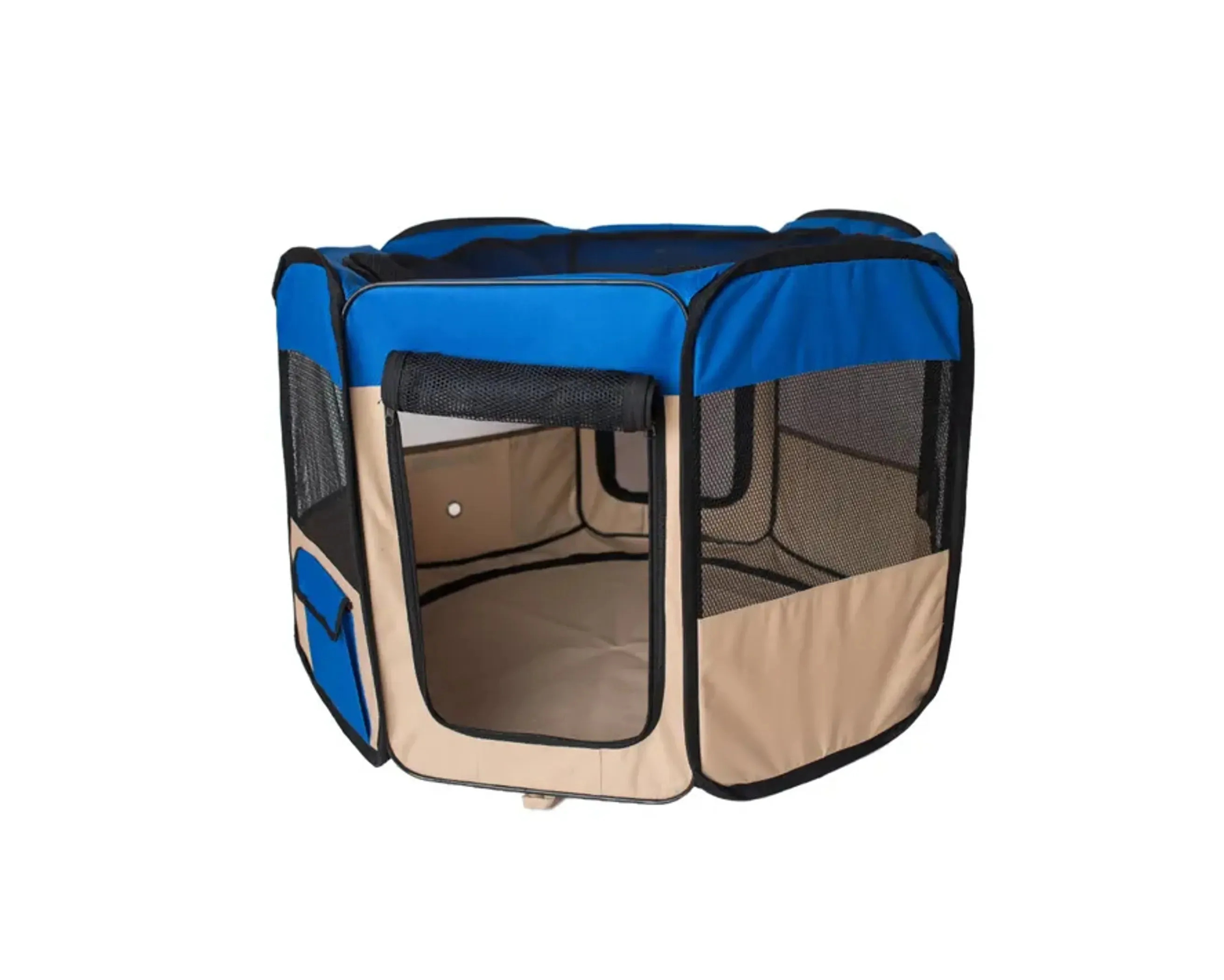 Armarkat Portable Pet Playpen In Blue and Beige Combo