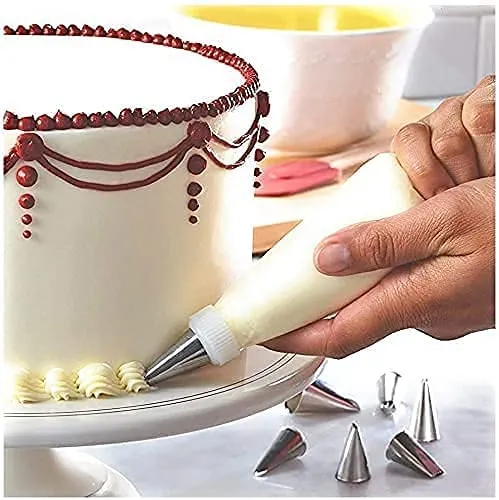 ARTO Cake Decorating Icing Bag with Stainless Steel Nozzles with Frosting Icing Bag Tips with Reusable & Washable Icing Bag for Cake Decoration Piping Bags Kit