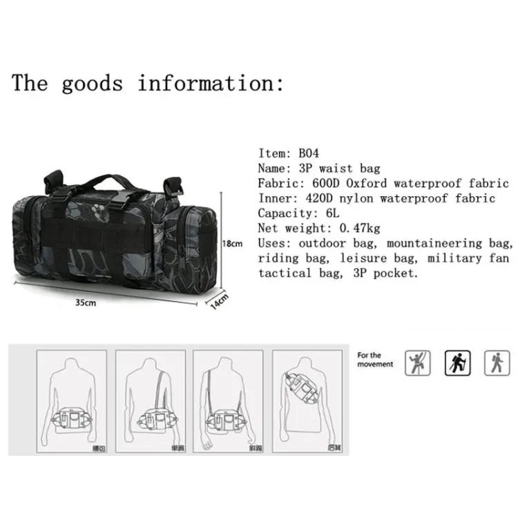 B04 Sports Outdoor Fishing Waterproof Waist Bag Photography Multifunctional Bag(CP Camouflage)