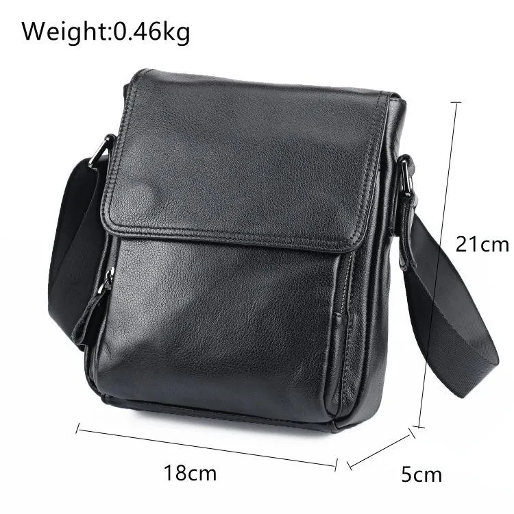 BADASS Black LEATHER MENS Small VERTICAL SHOULDER BAG SIDE BAG COURIER BAG MESSENGER BAG FOR MEN