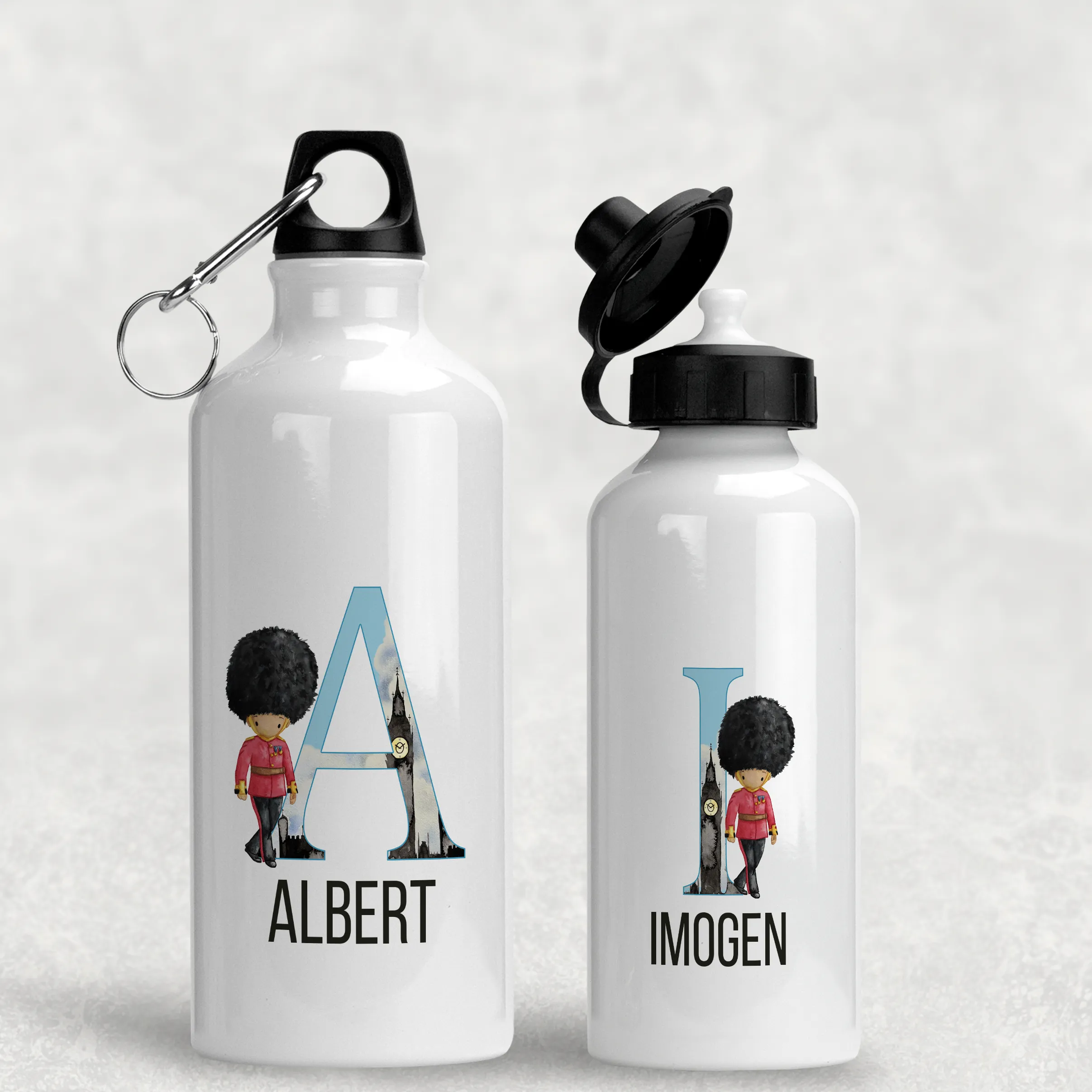 Beefeater Soldier Alphabet Personalised Aluminium Water Bottle 400/600ml