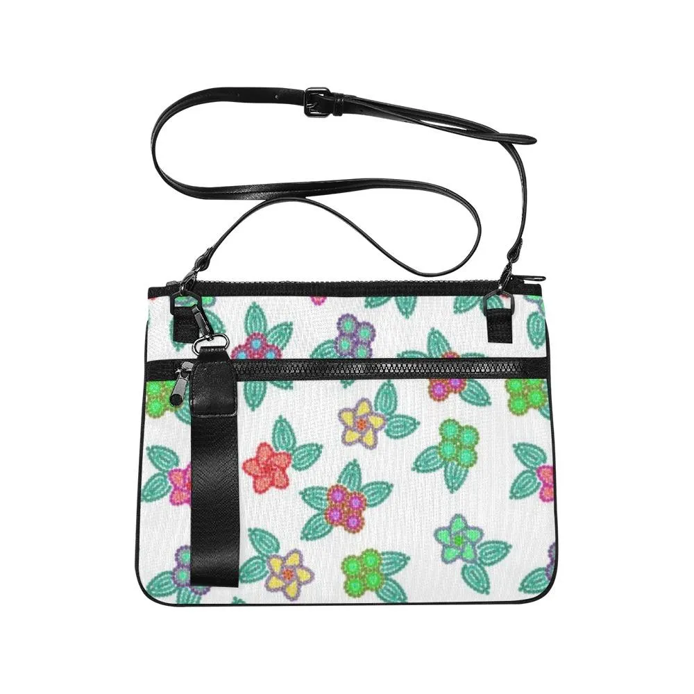 Berry Flowers White Slim Clutch Bag