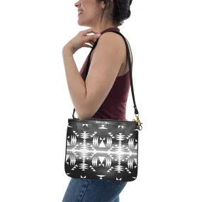 Between the Mountains Black and White Small Shoulder Bag