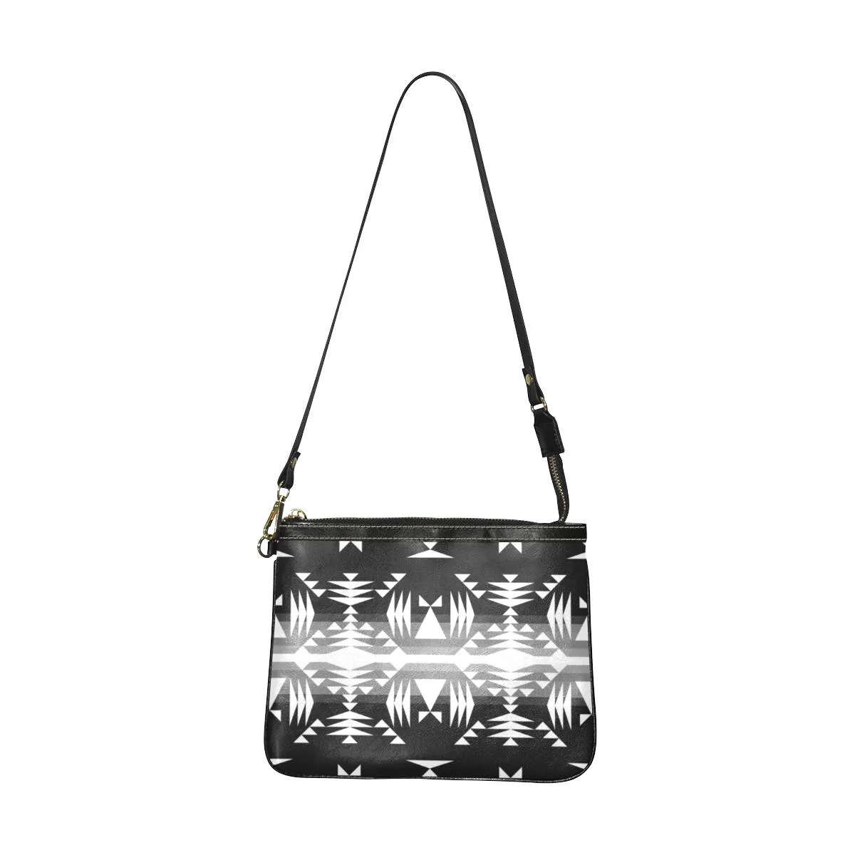 Between the Mountains Black and White Small Shoulder Bag