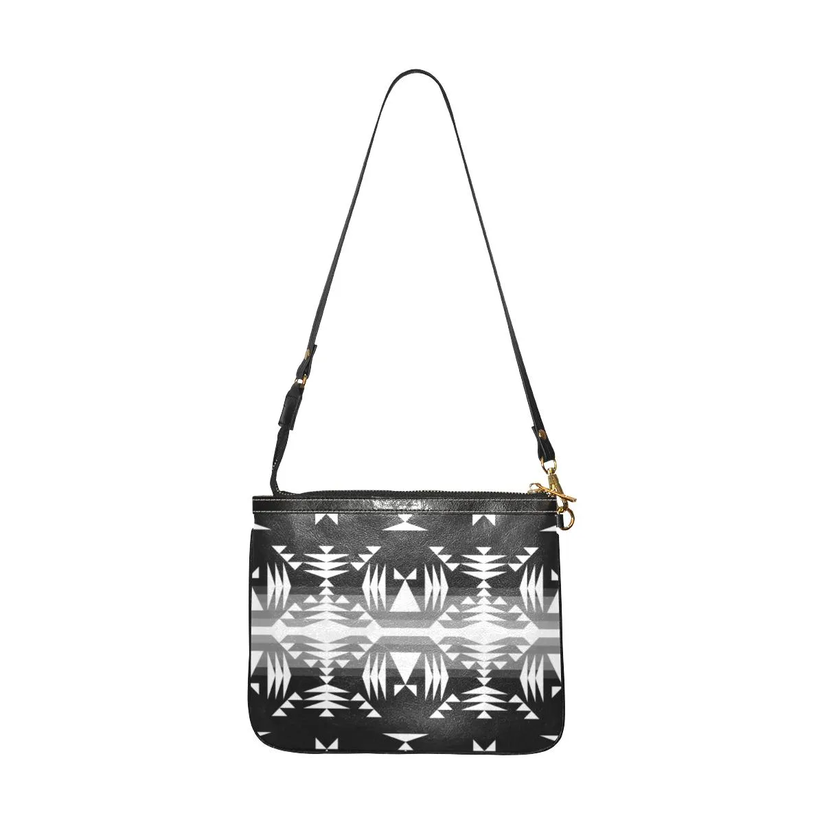 Between the Mountains Black and White Small Shoulder Bag