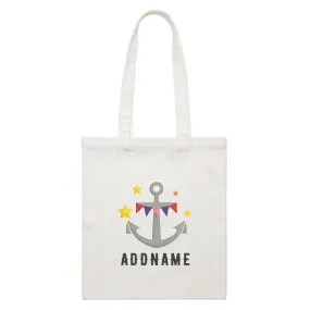 Birthday Sailor Anchor Addname White Canvas Bag