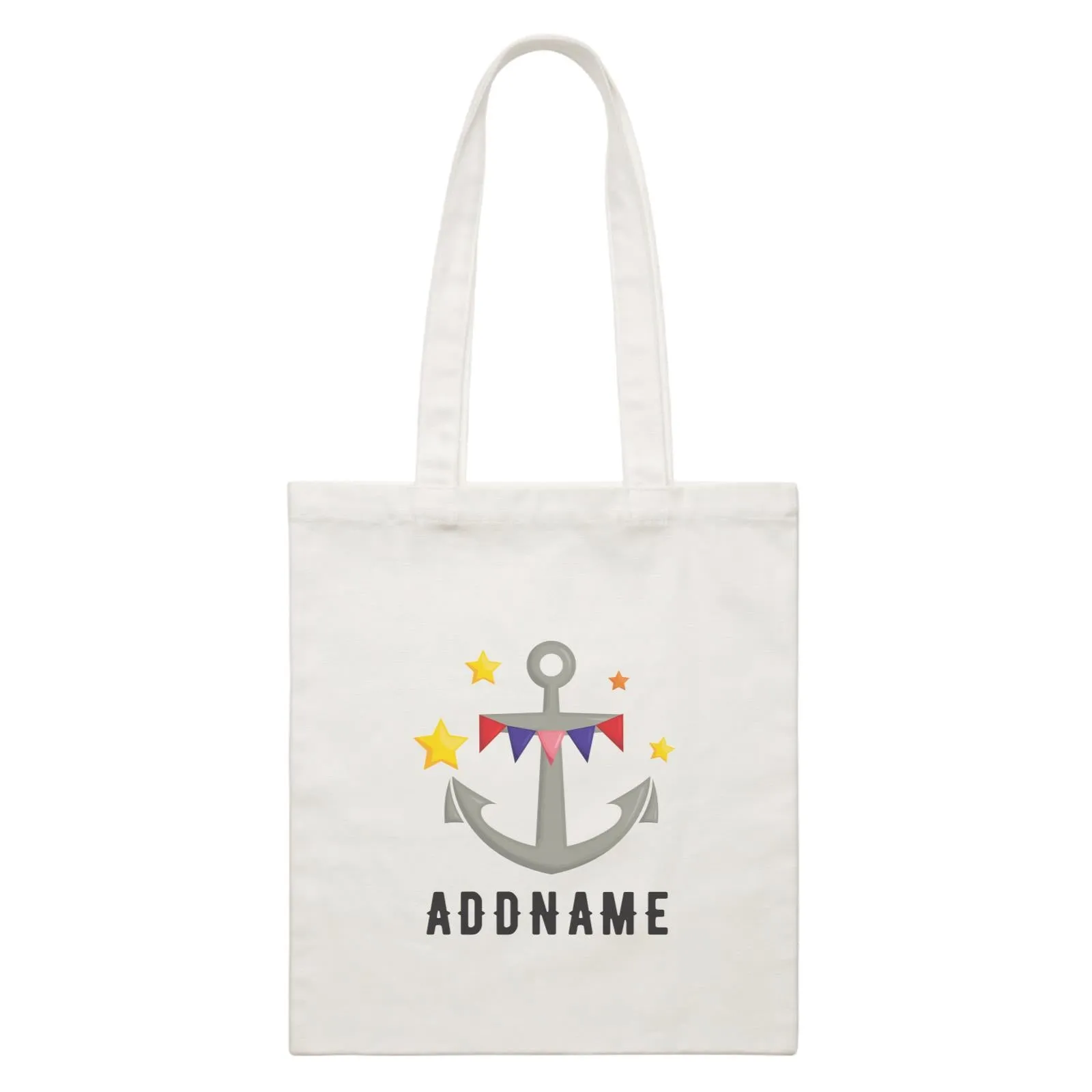 Birthday Sailor Anchor Addname White Canvas Bag