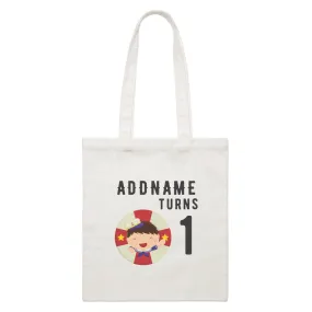 Birthday Sailor Baby Boy In Lifebuoy Addname Turns 1 White Canvas Bag