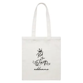 Birthday Typography Kid Of The Day Addname White Canvas Bag