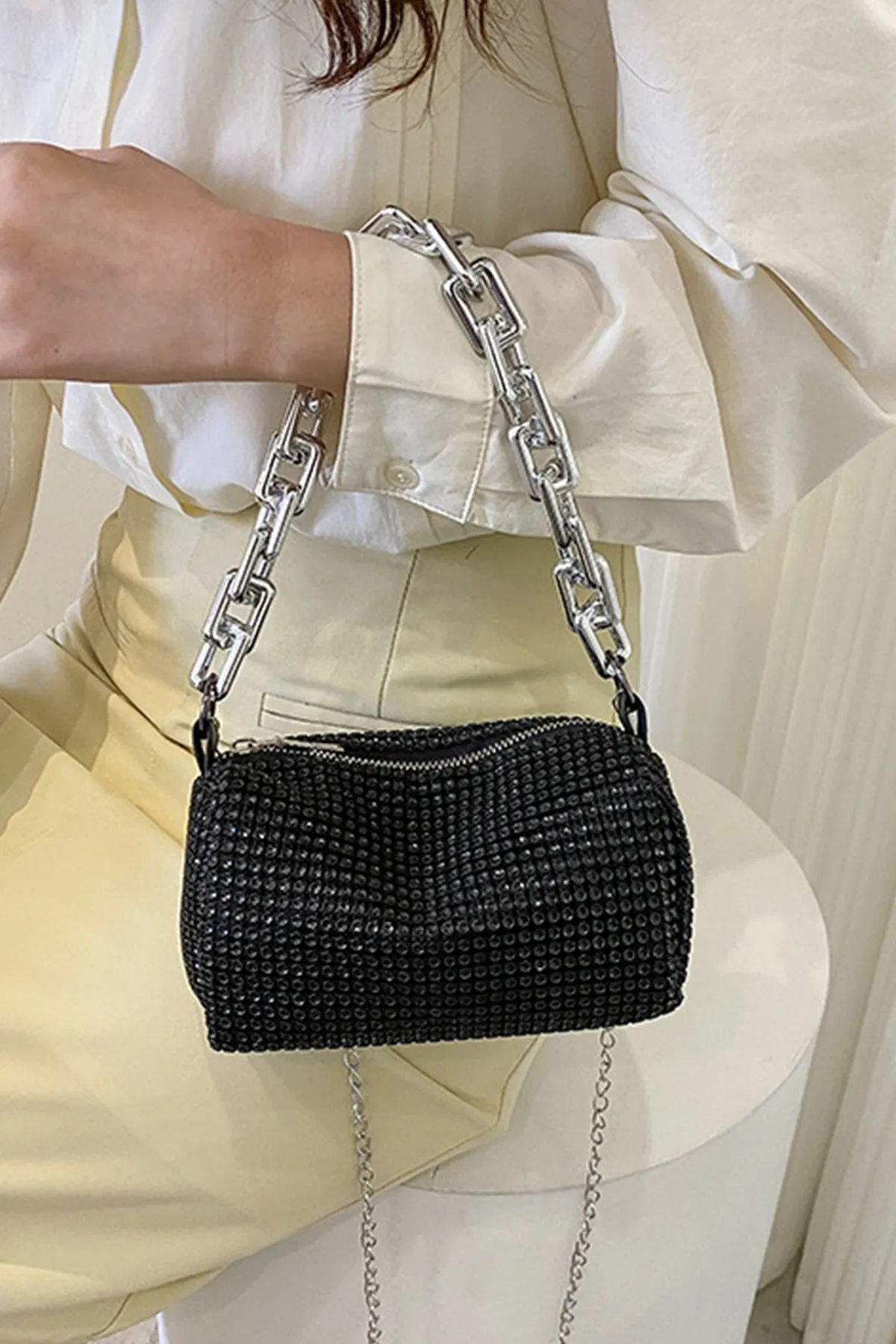 Black Moonstone Versatile Chain Bag - S23 - WHB0076