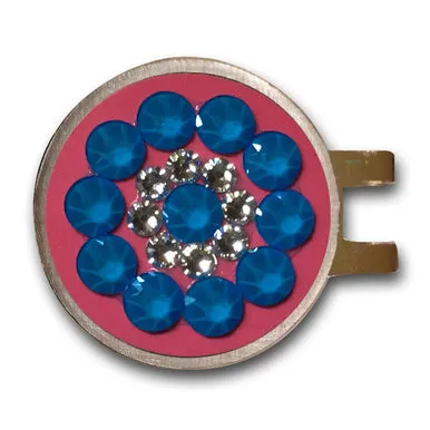 Blingo Ball Markers: Electric Blue on Pink