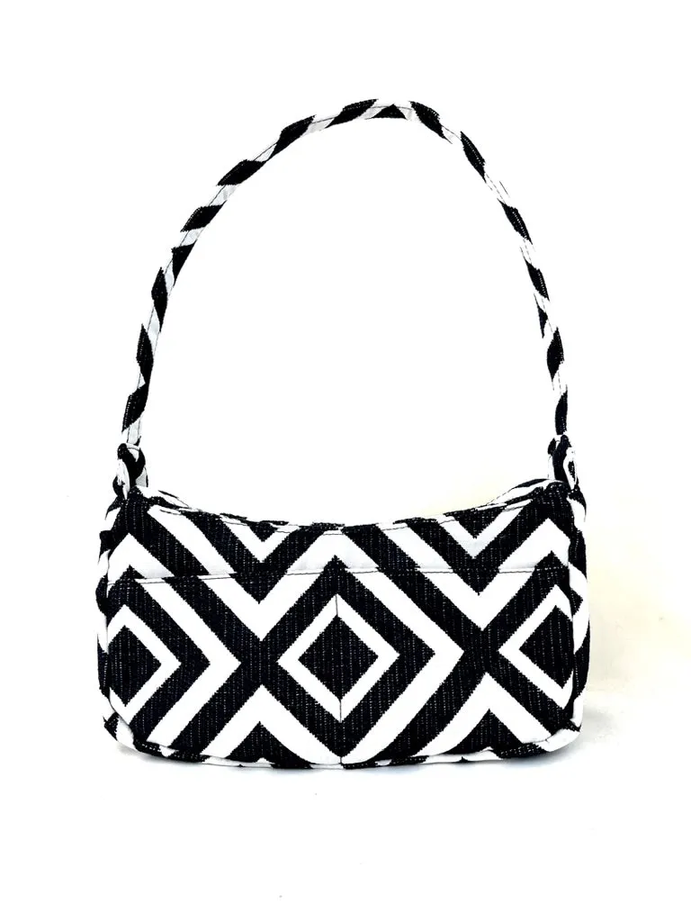 Boat Bag, Small, in Black and White Geometric