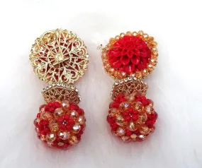 Bold Ball Red mixed the Gold Cocktail Bead Earring Jewellery