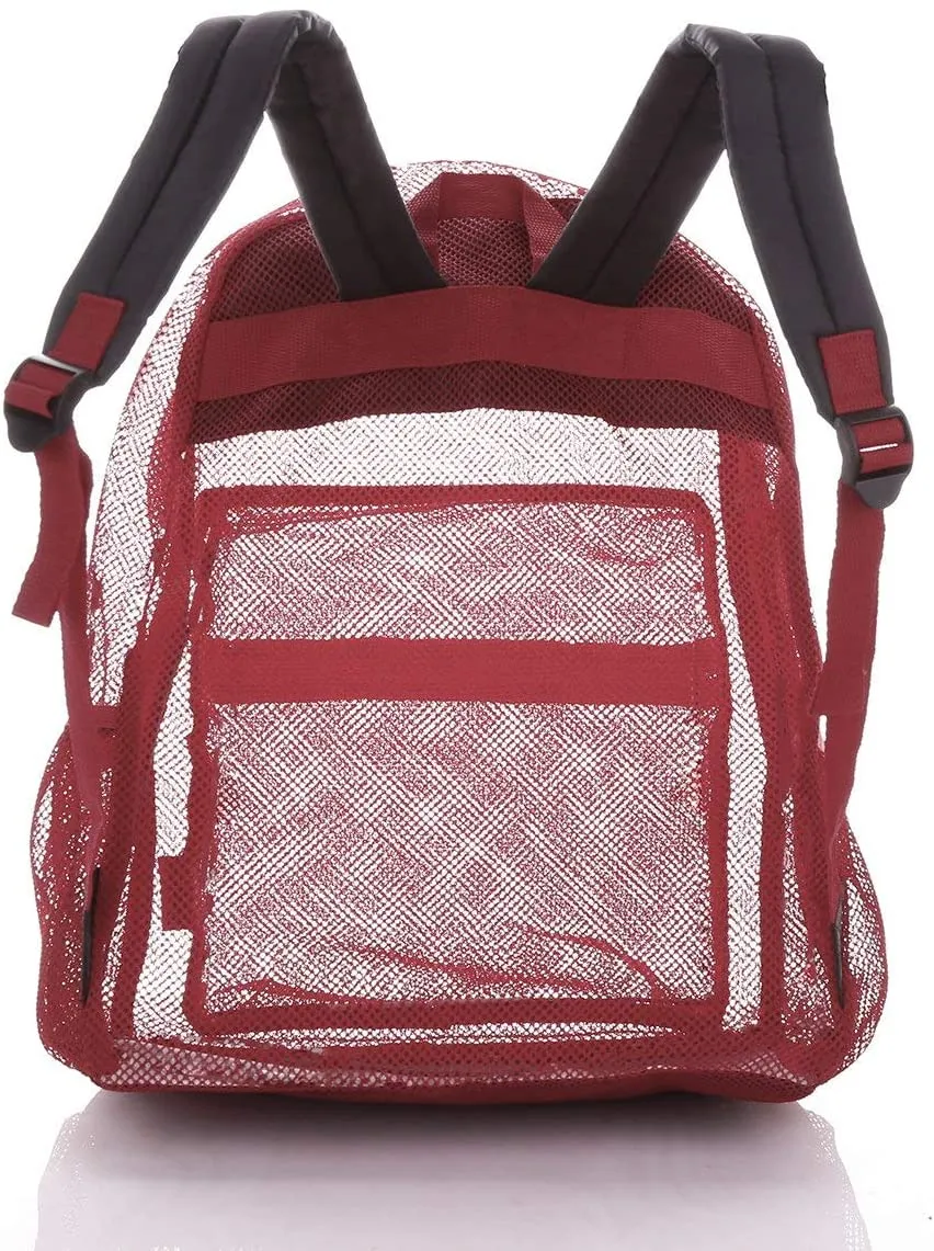 Bravo! Mesh Transparent See Through Backpack - Burgundy