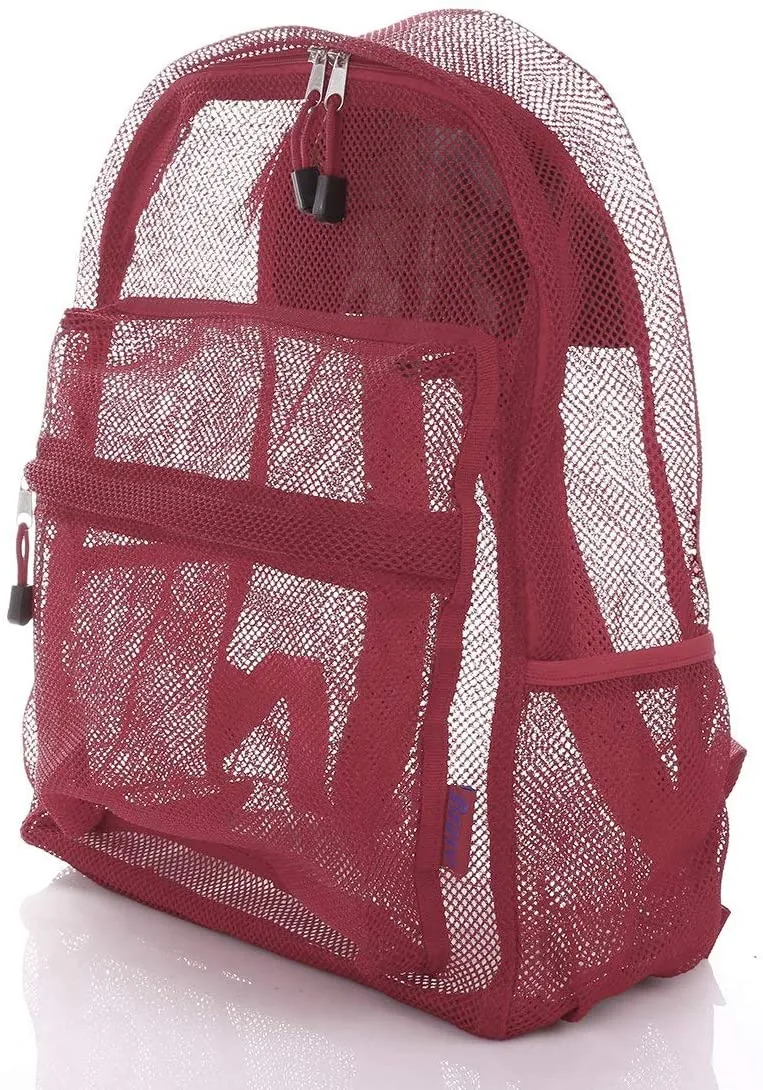 Bravo! Mesh Transparent See Through Backpack - Burgundy