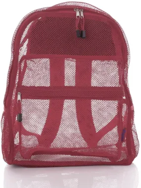 Bravo! Mesh Transparent See Through Backpack - Burgundy