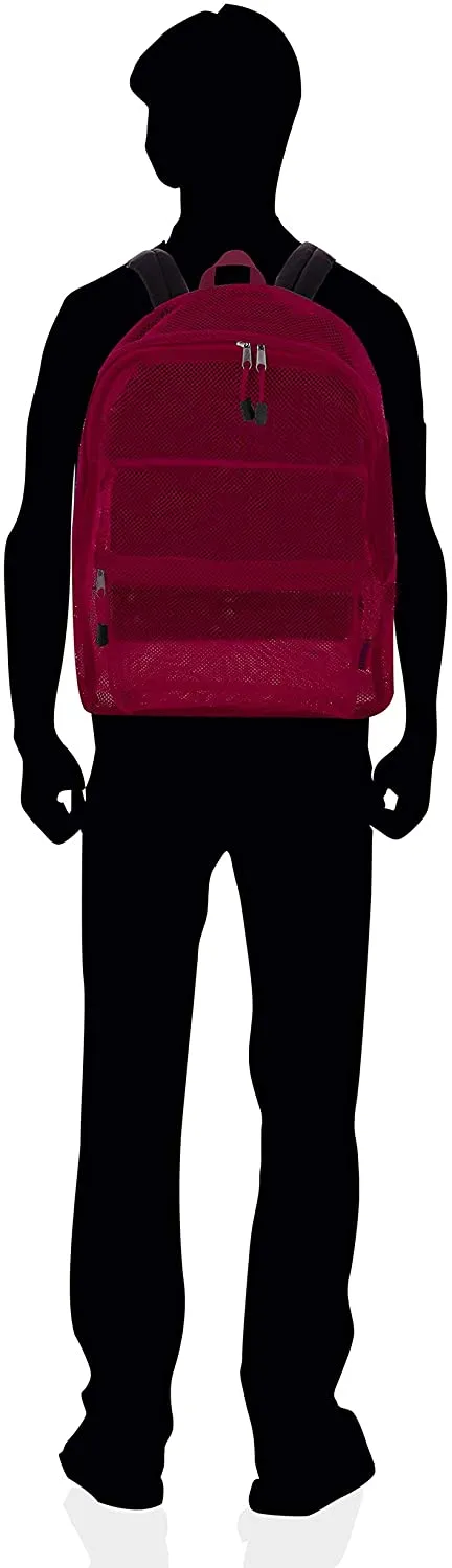 Bravo! Mesh Transparent See Through Backpack - Burgundy