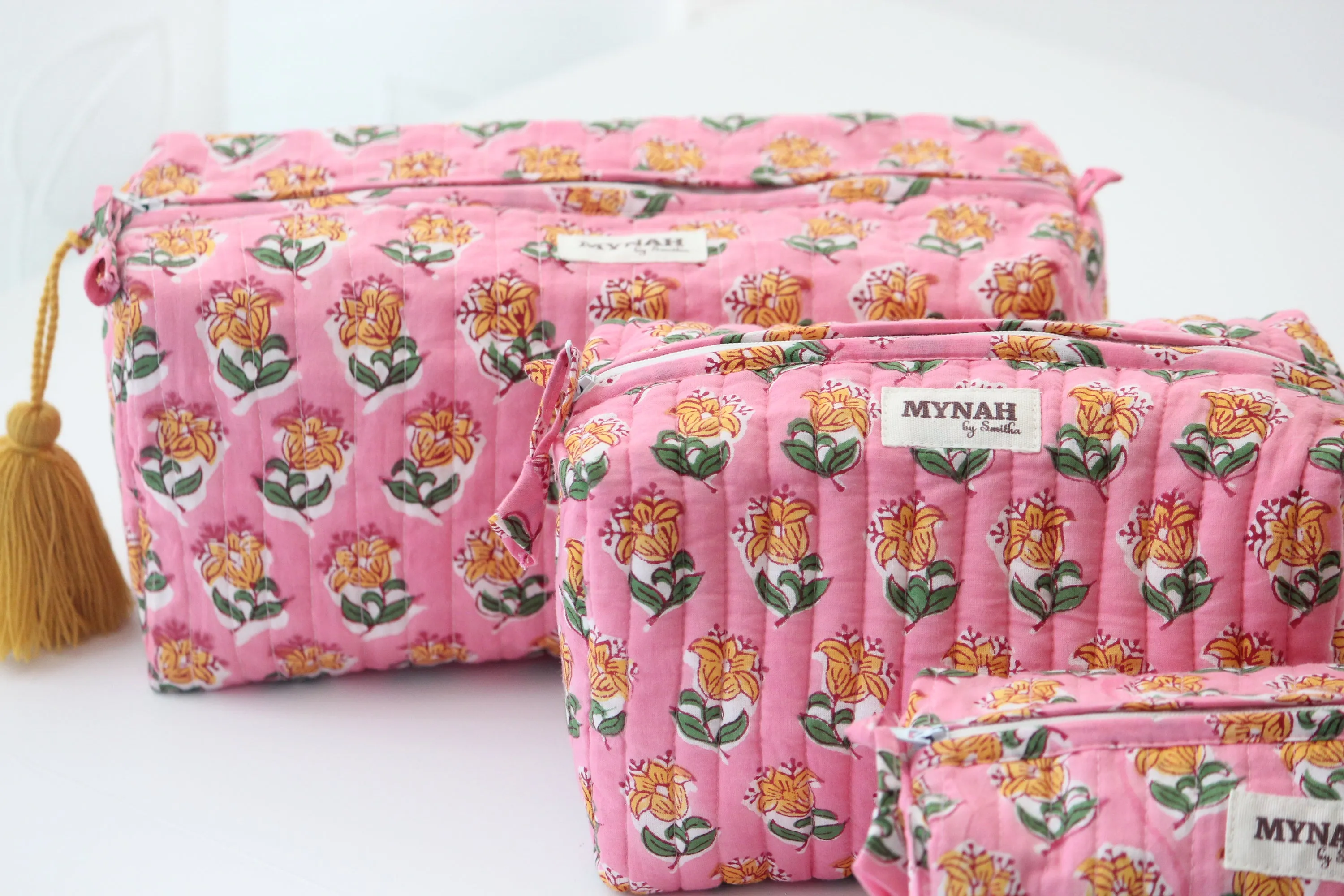 'BUBBLEGUM MOTIF'  printed travel/makeup zipper pouch-LARGE only