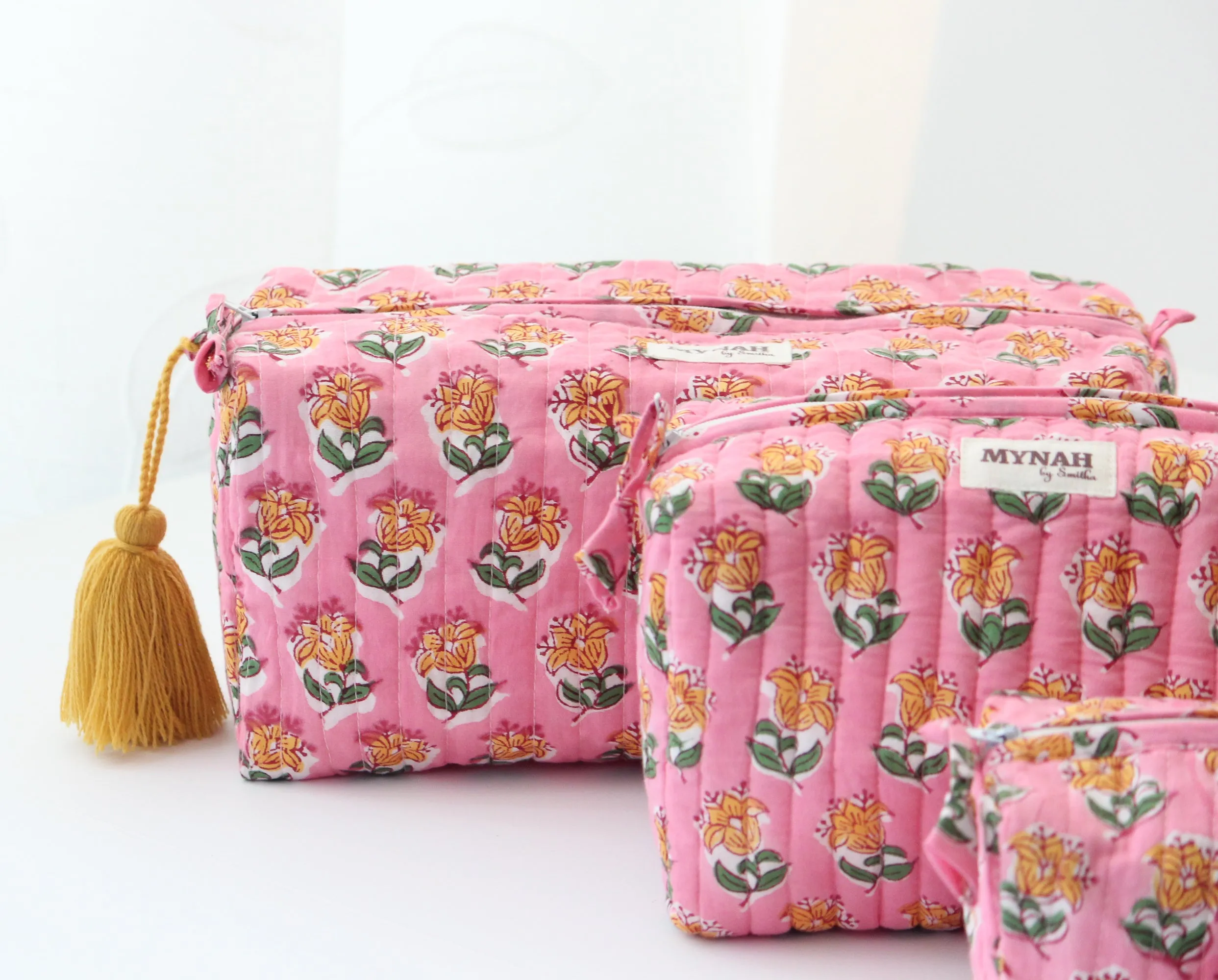 'BUBBLEGUM MOTIF'  printed travel/makeup zipper pouch-LARGE only