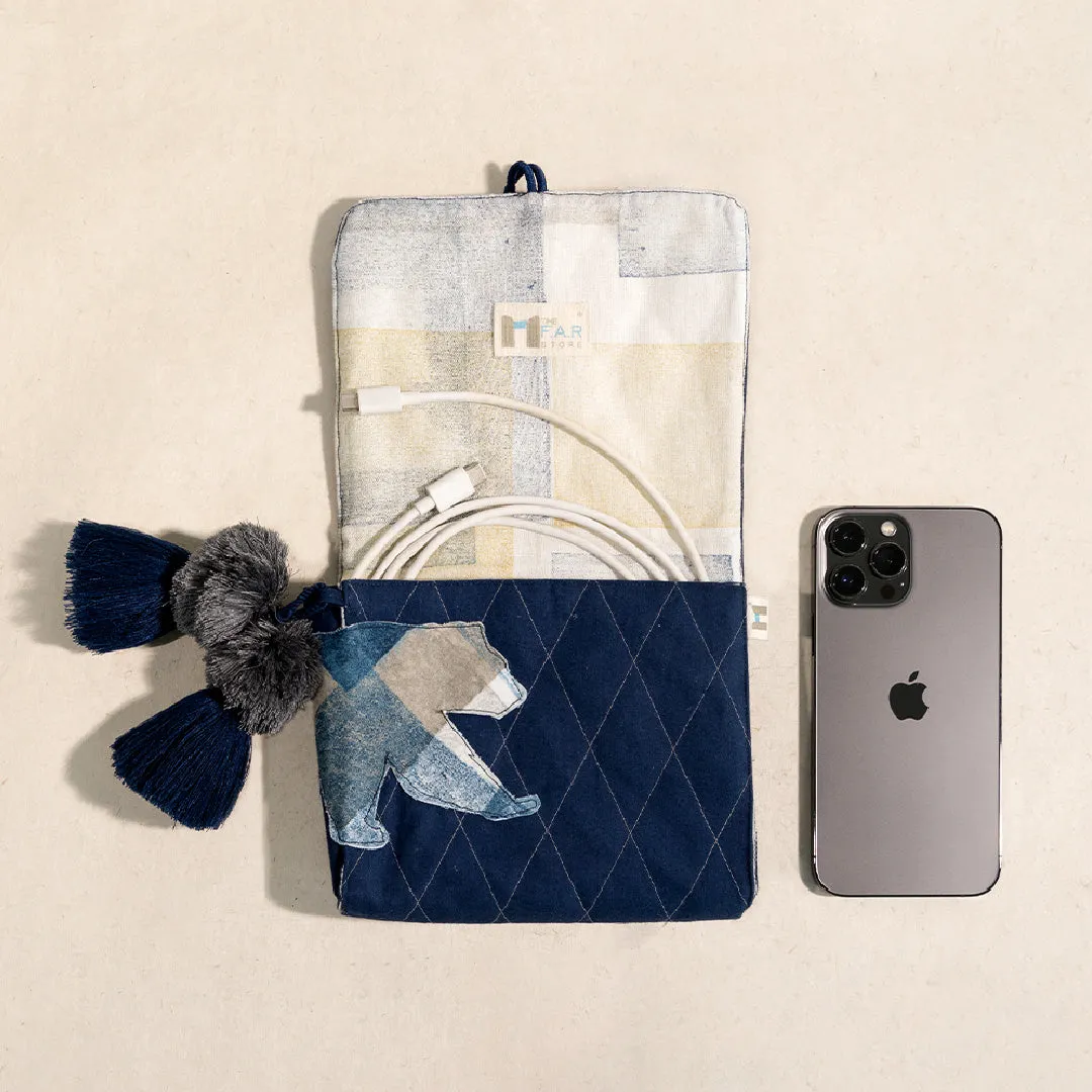 Cable Pouch -Gond Bhalu-Navy Blue-Frgccpbr0001