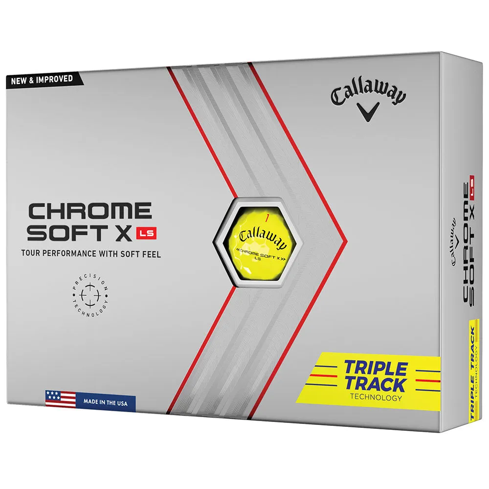 Callaway Chrome Soft X LS Triple Track Golf Balls - Yellow - 12 Pack