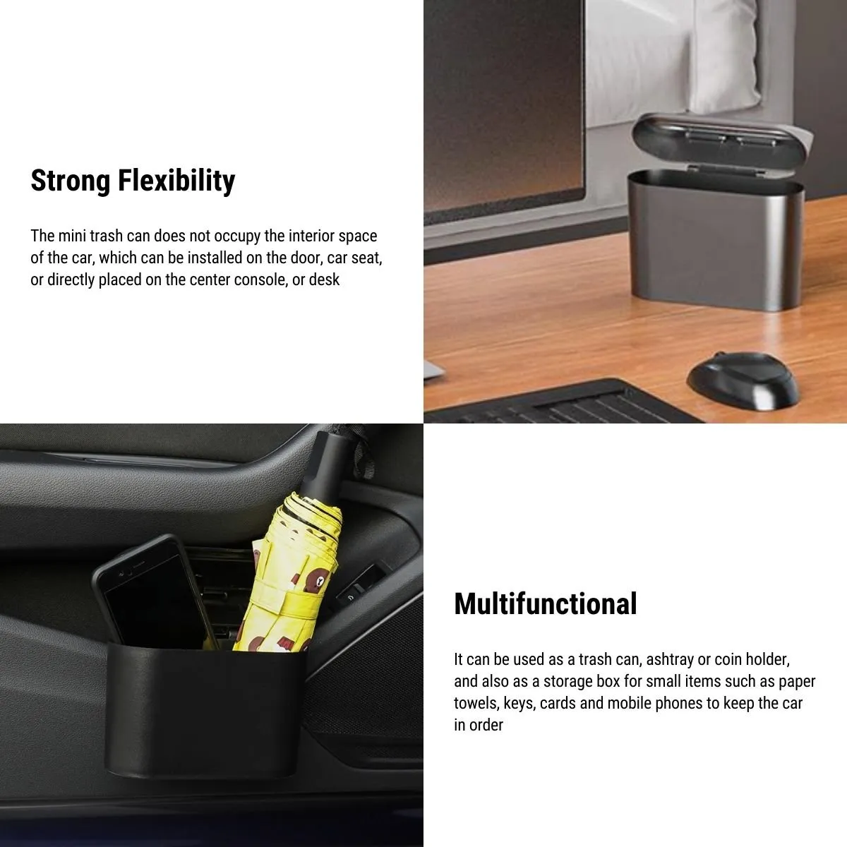 Car Trash Can with 8 Rolls of Garbage Bags for Tesla