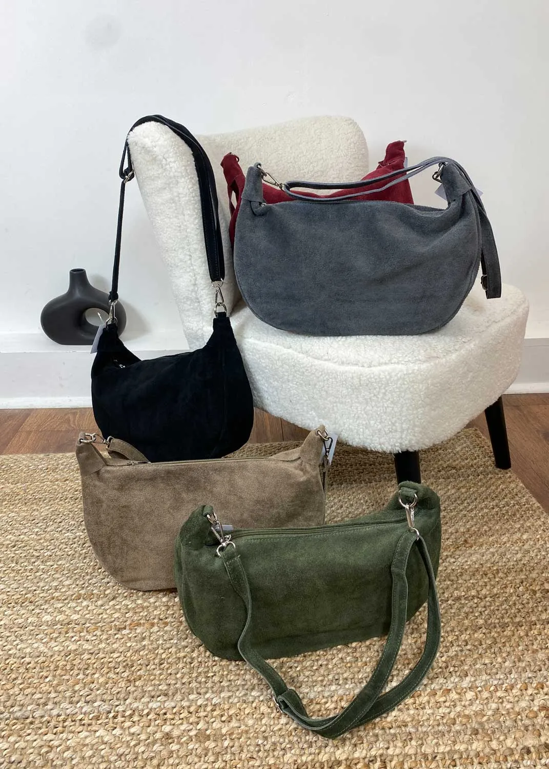 Carson Suede Hobo Bag in Khaki