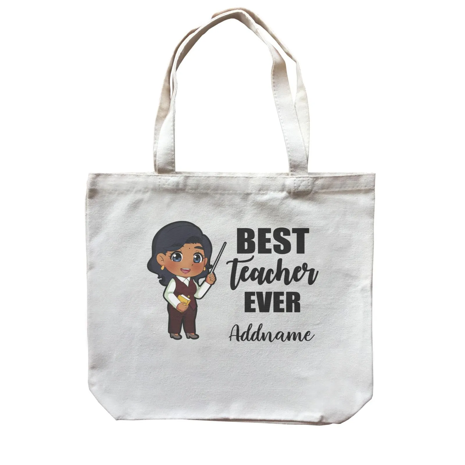 Chibi Teachers Indian Woman Best Teacher Ever Addname Canvas Bag