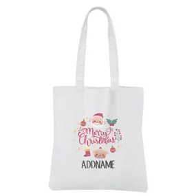 Christmas Cute Animal Series Merry Christmas White Canvas Bag