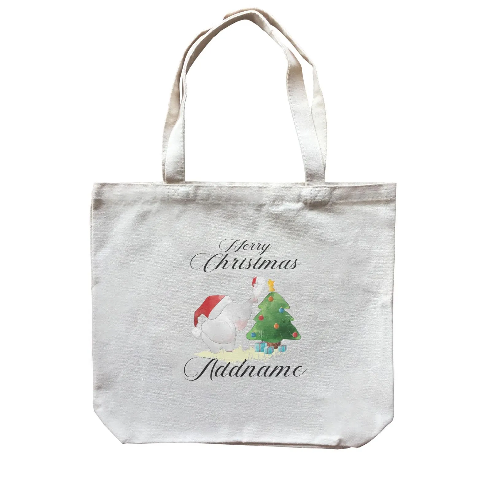 Christmas Cute Elephant Merry Christmas Addname Canvas Bag