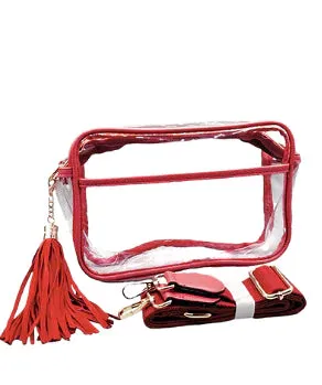 Clear And Red Rectangle Crossbody