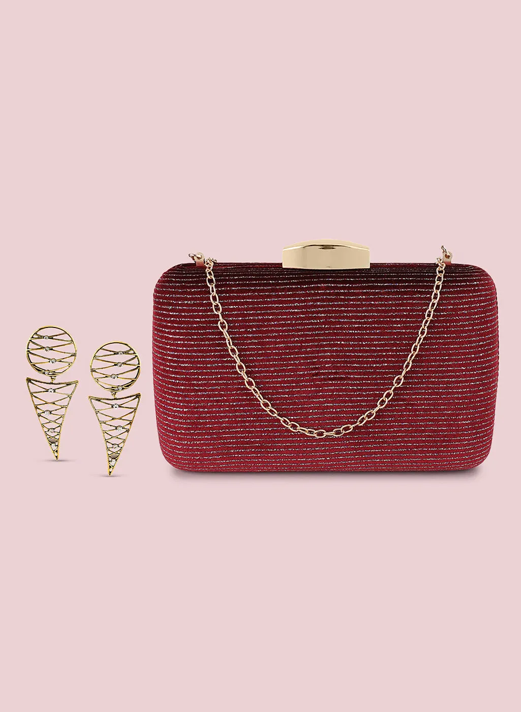 Clutch Bag & Gold Earring Gift Set