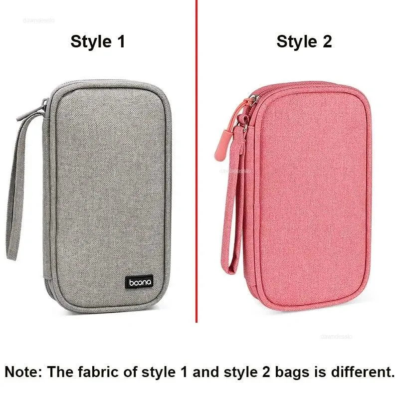 Compact Electronics Organizer Bag for Power Banks, Chargers, Cables, and Earphones - Travel-Friendly Oxford Cloth Holder