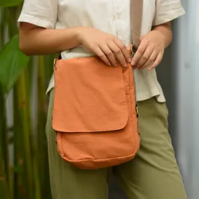 Cotton/Linen Apricot Satchel