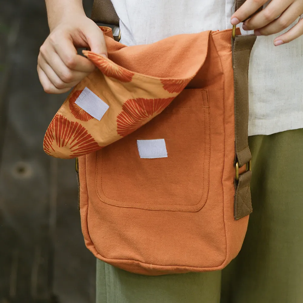 Cotton/Linen Apricot Satchel