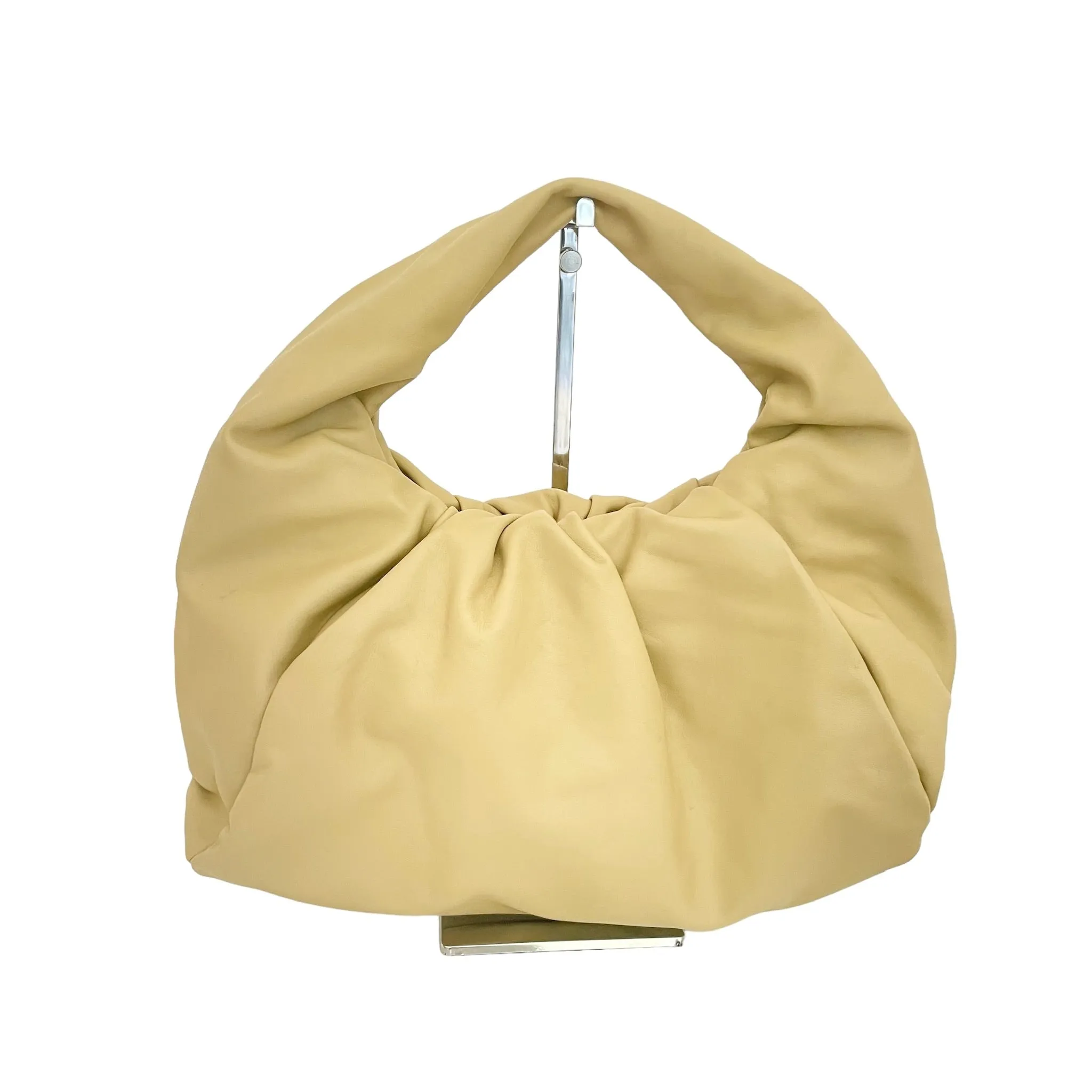 Cream Leather Hobo Bag